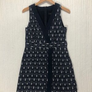 J. Crew Sleeveless Dress Navy Blue White Print Wrap Style Size‎ 4